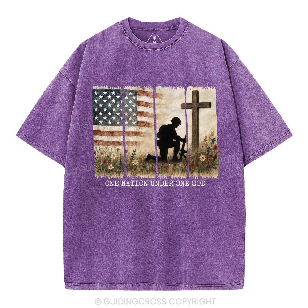 One Nation Under One God Christian Washed T-Shirt