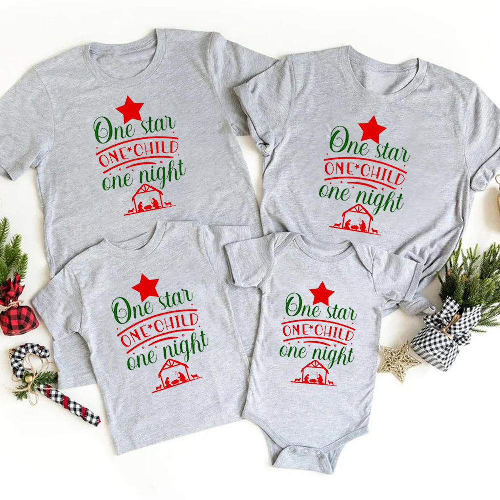 One Star One Child One Night Christian Christmas Family Matching Shirts