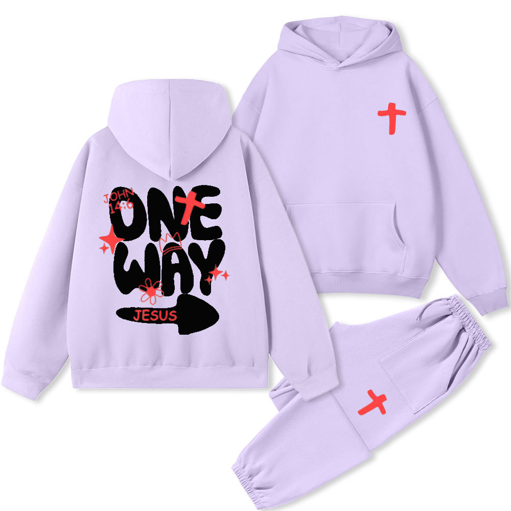 One Way Jesus Christian Premium Fleece Hoodie Set