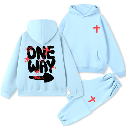 One Way Jesus Christian Premium Fleece Hoodie Set