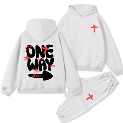One Way Jesus Christian Premium Fleece Hoodie Set