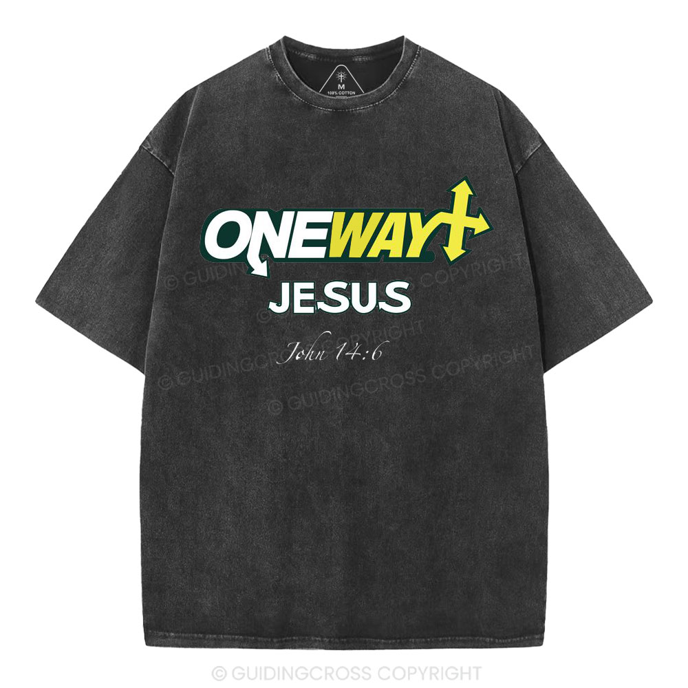 One Way Jesus Christian Washed T-Shirt