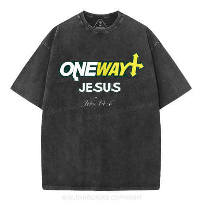 One Way Jesus Christian Washed T-Shirt