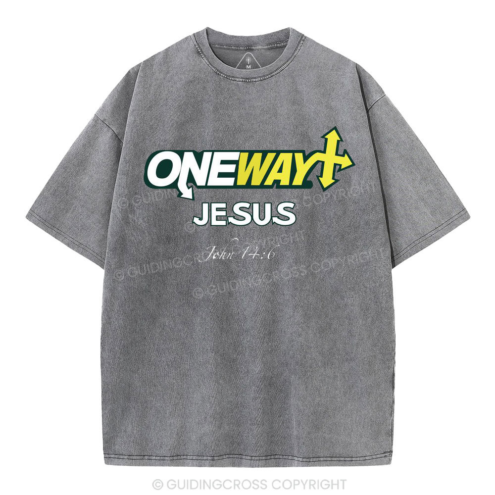 One Way Jesus Christian Washed T-Shirt