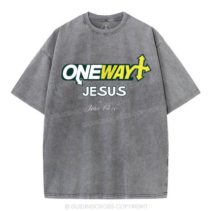 One Way Jesus Christian Washed T-Shirt