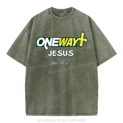 One Way Jesus Christian Washed T-Shirt