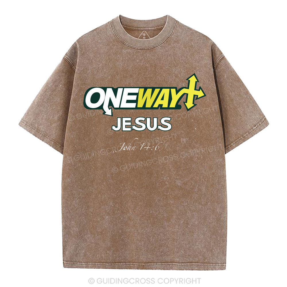 One Way Jesus Christian Washed T-Shirt