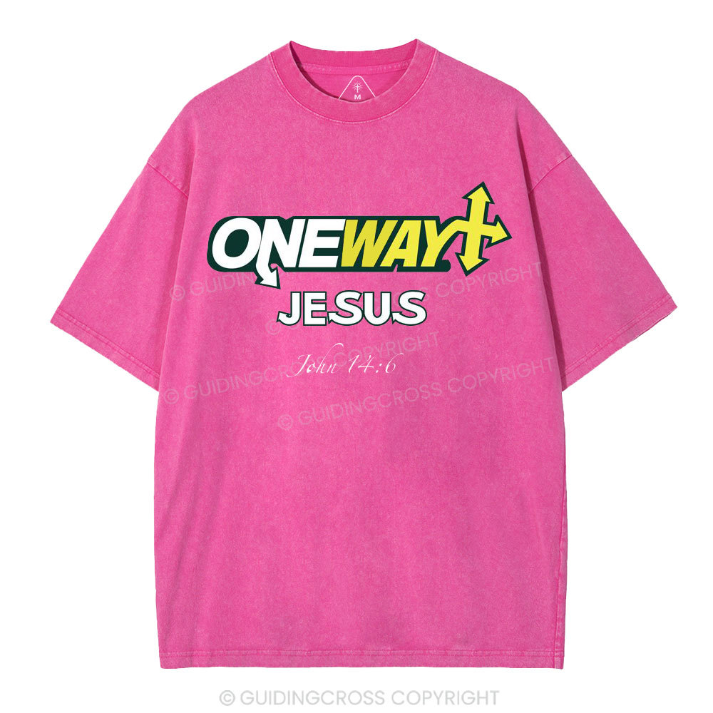 One Way Jesus Christian Washed T-Shirt