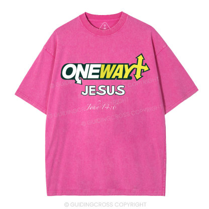One Way Jesus Christian Washed T-Shirt