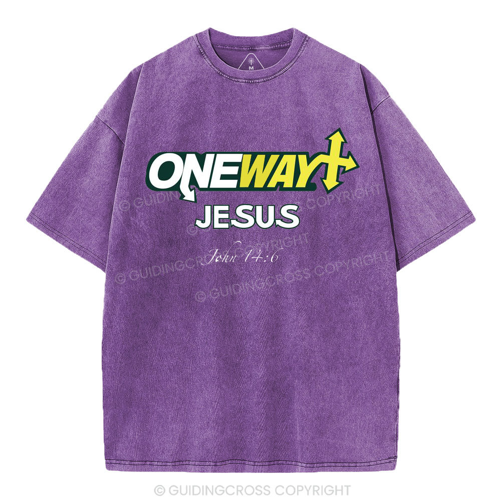 One Way Jesus Christian Washed T-Shirt