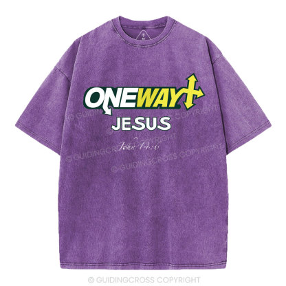 One Way Jesus Christian Washed T-Shirt