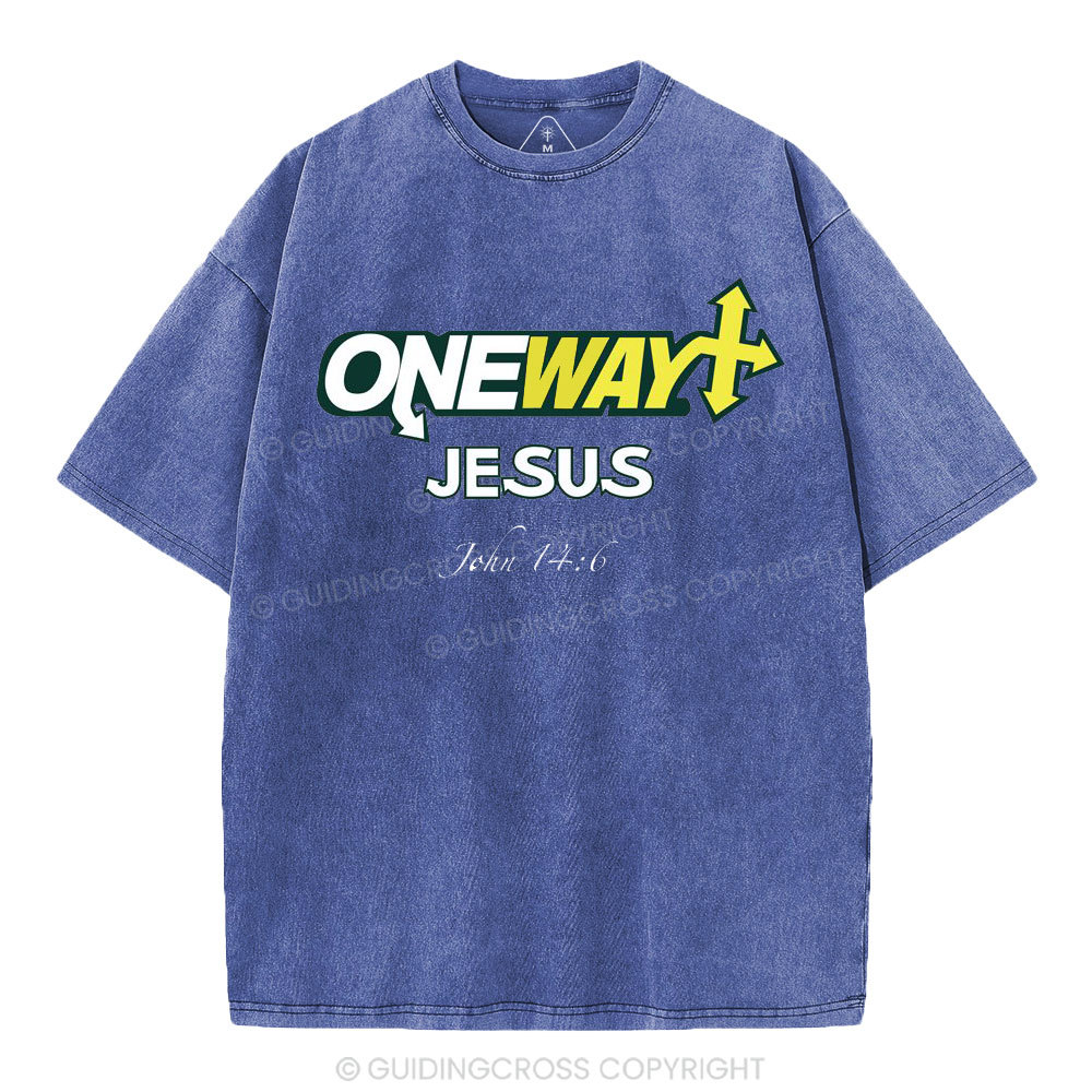 One Way Jesus Christian Washed T-Shirt