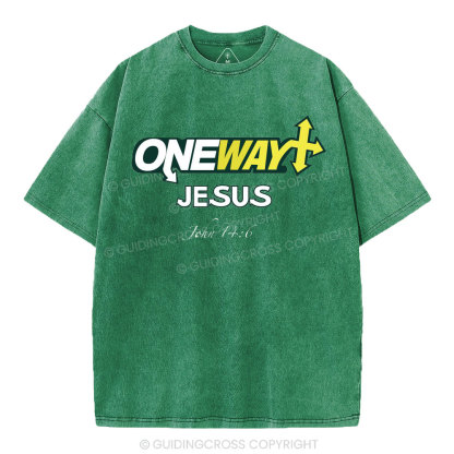 One Way Jesus Christian Washed T-Shirt