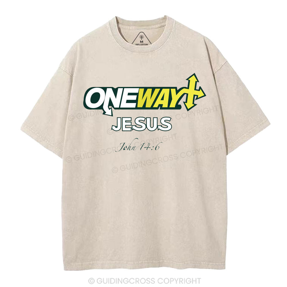 One Way Jesus Christian Washed T-Shirt