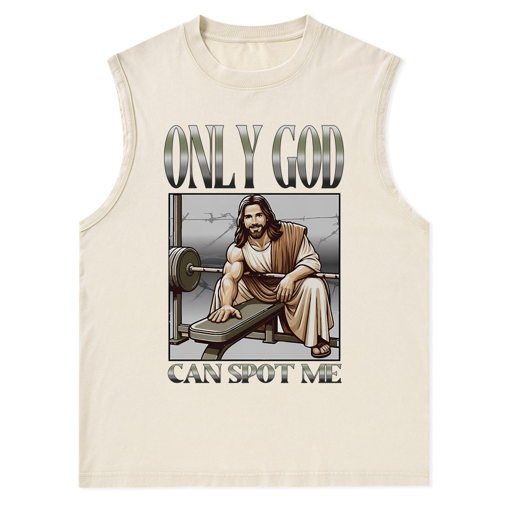 Only God Can Spot Me Christian Washed Tank Top