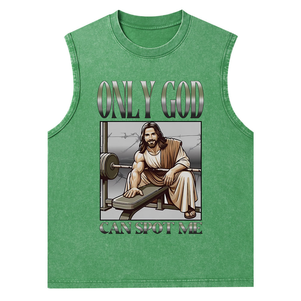 Only God Can Spot Me Christian Washed Tank Top