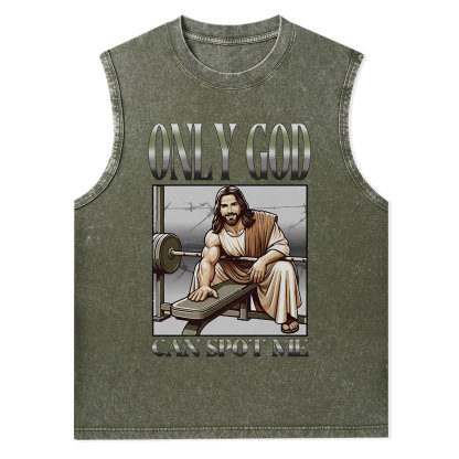 Only God Can Spot Me Christian Washed Tank Top