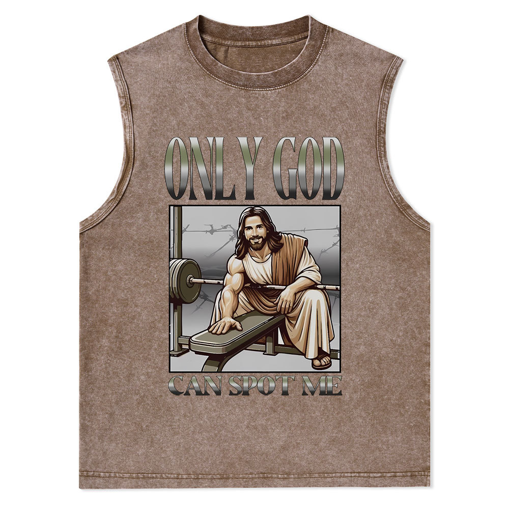 Only God Can Spot Me Christian Washed Tank Top
