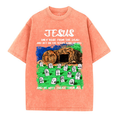 Only Jesus Rose From the Dead Christian Washed T-Shirt