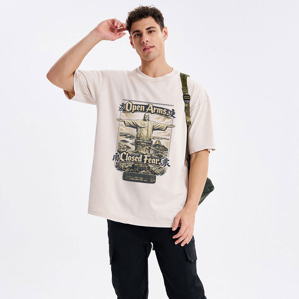 Open Arms Closed Fear Christian Washed T-Shirt