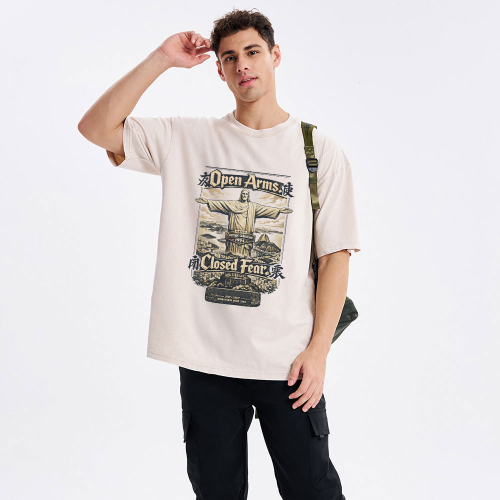 Open Arms Closed Fear Christian Washed T-Shirt