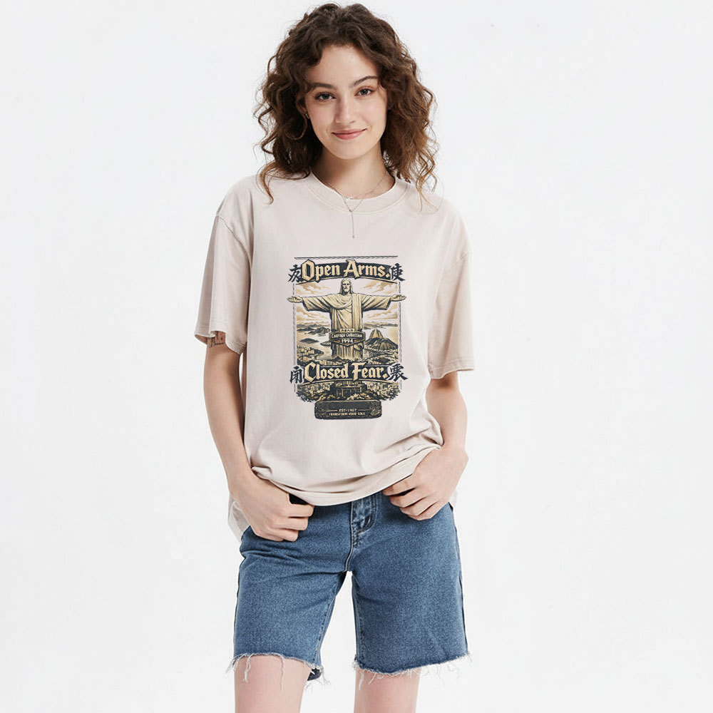 Open Arms Closed Fear Christian Washed T-Shirt