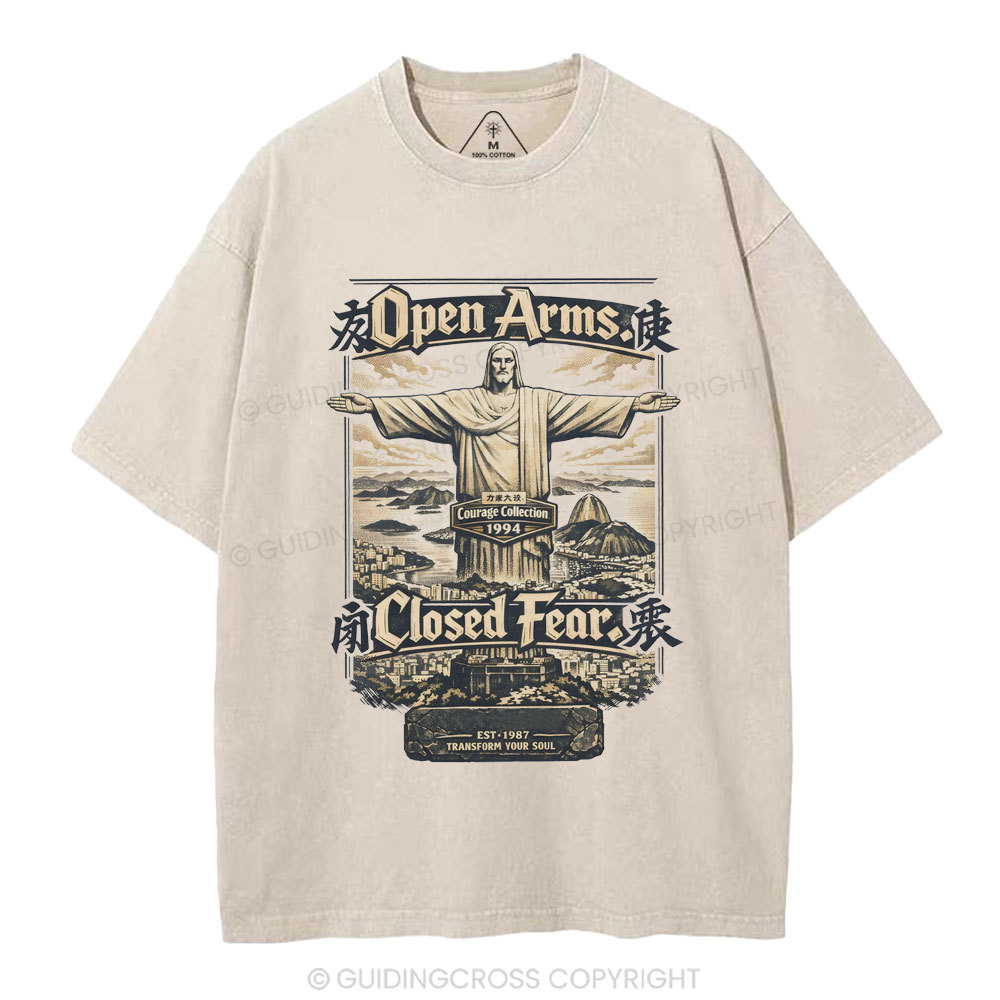 Open Arms Closed Fear Christian Washed T-Shirt