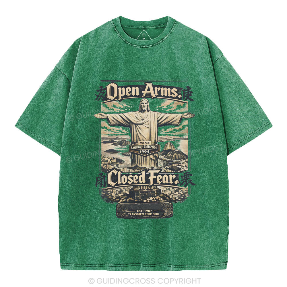 Open Arms Closed Fear Christian Washed T-Shirt