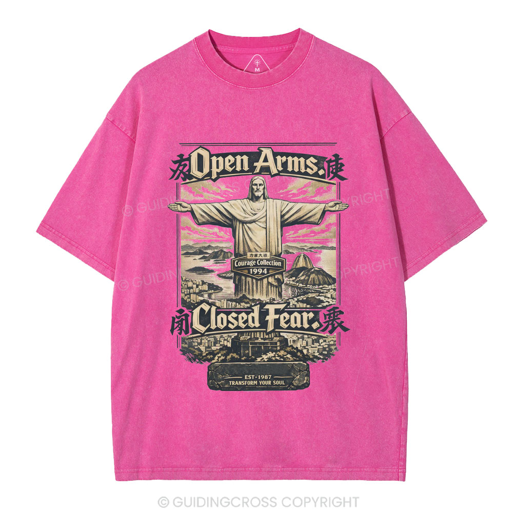 Open Arms Closed Fear Christian Washed T-Shirt