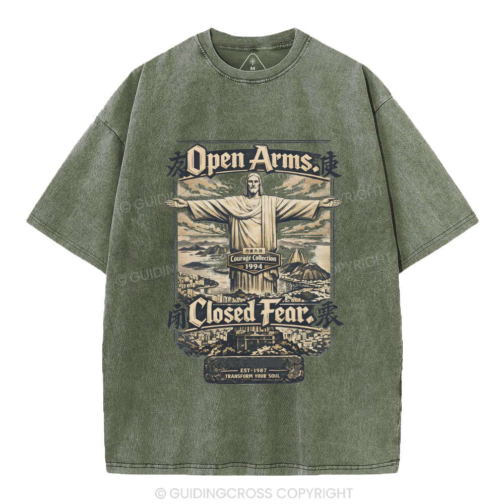 Open Arms Closed Fear Christian Washed T-Shirt
