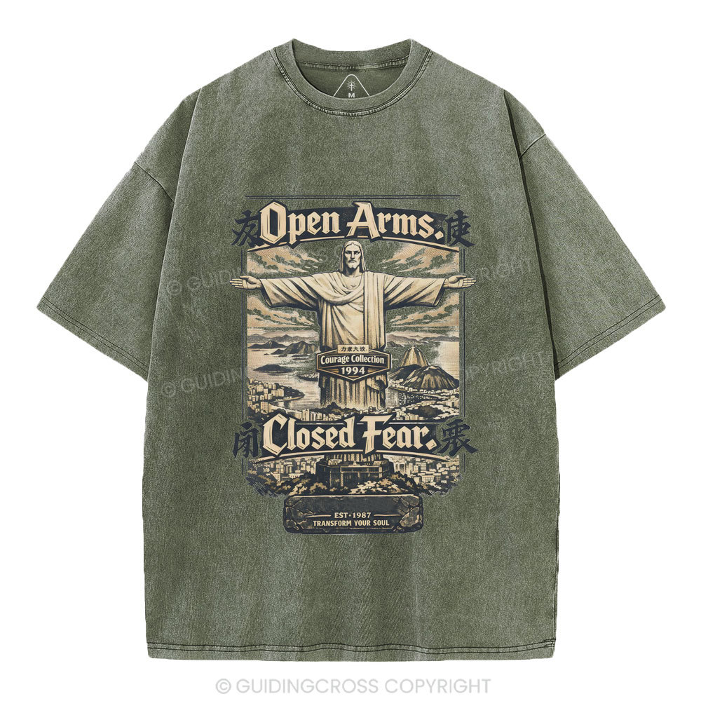 Open Arms Closed Fear Christian Washed T-Shirt