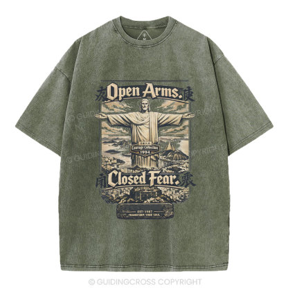 Open Arms Closed Fear Christian Washed T-Shirt