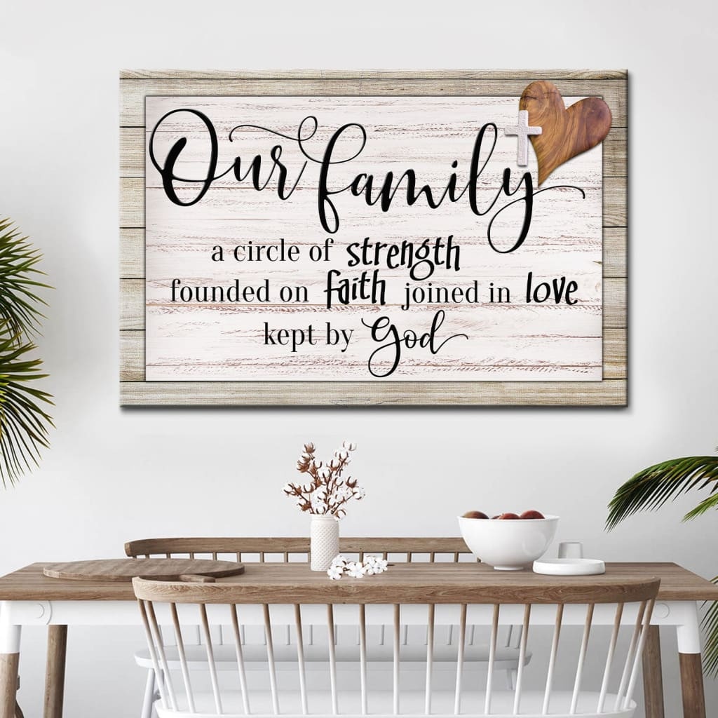 Our Family A Circle Of Strength Christian Canvas Wall Art