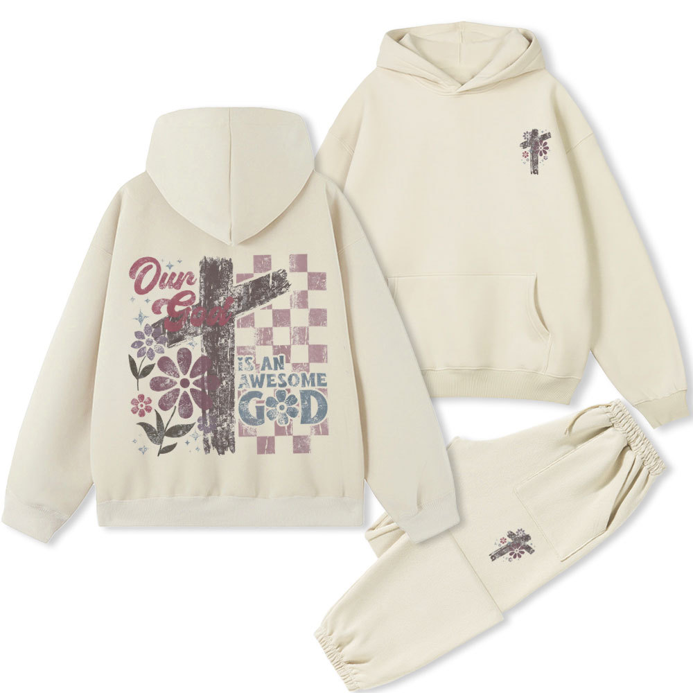 Our God Is An Awesome God Christian Premium Fleece Hoodie Set