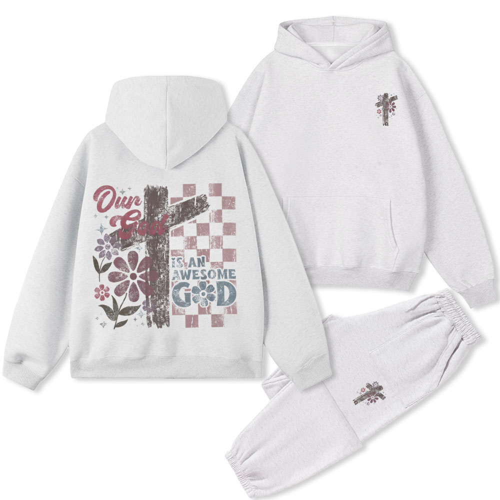 Our God Is An Awesome God Christian Premium Fleece Hoodie Set