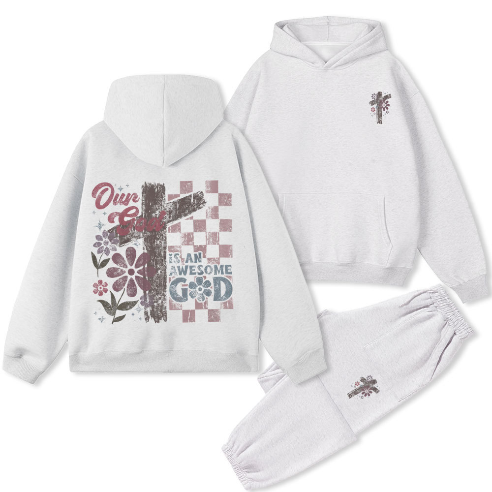 Our God Is An Awesome God Christian Premium Fleece Hoodie Set