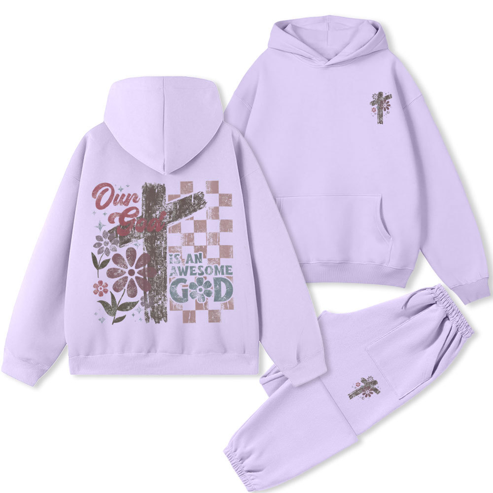Our God Is An Awesome God Christian Premium Fleece Hoodie Set