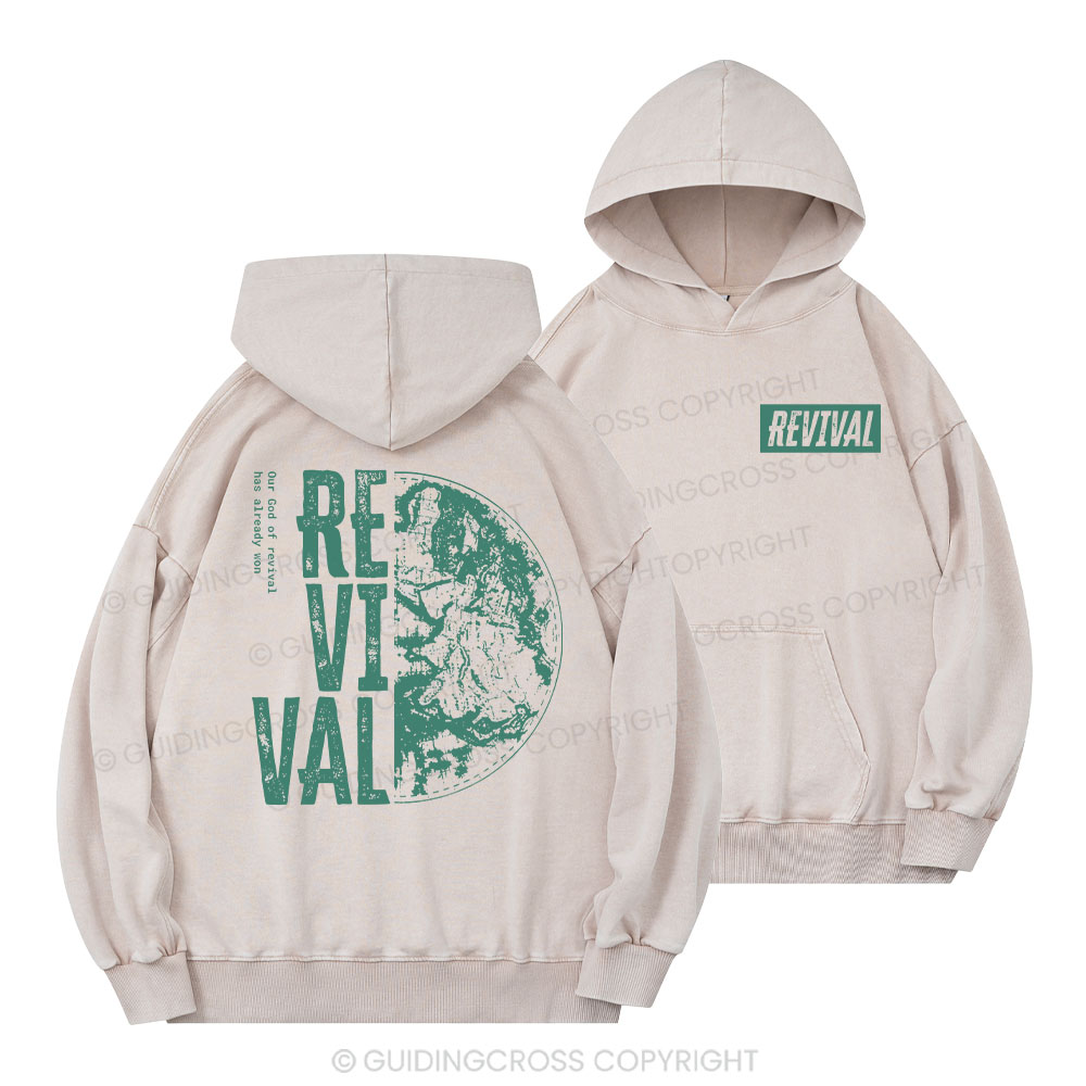 Our God Of Revival Christian Washed Hoodie