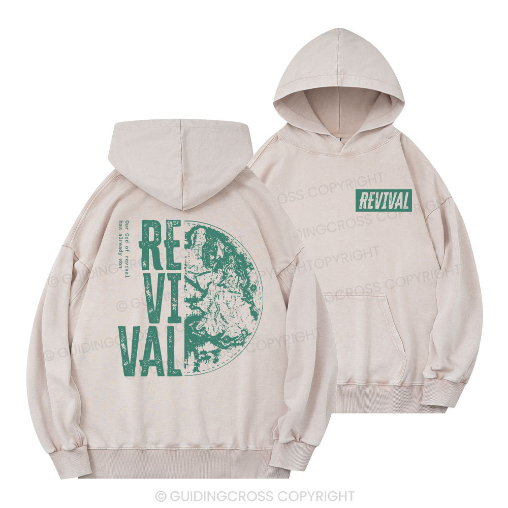 Our God Of Revival Christian Washed Hoodie