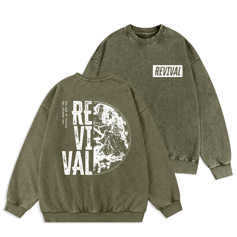 Our God Of Revival Christian Washed Sweatshirt