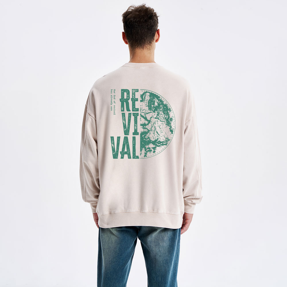 Our God Of Revival Christian Washed Sweatshirt