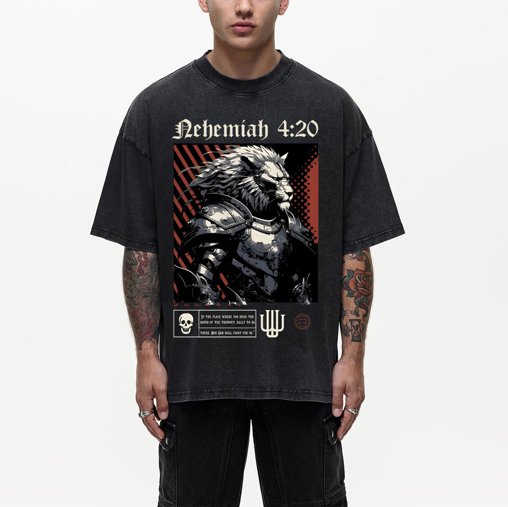 Our God Will Fight For Us Christian Washed T-Shirt