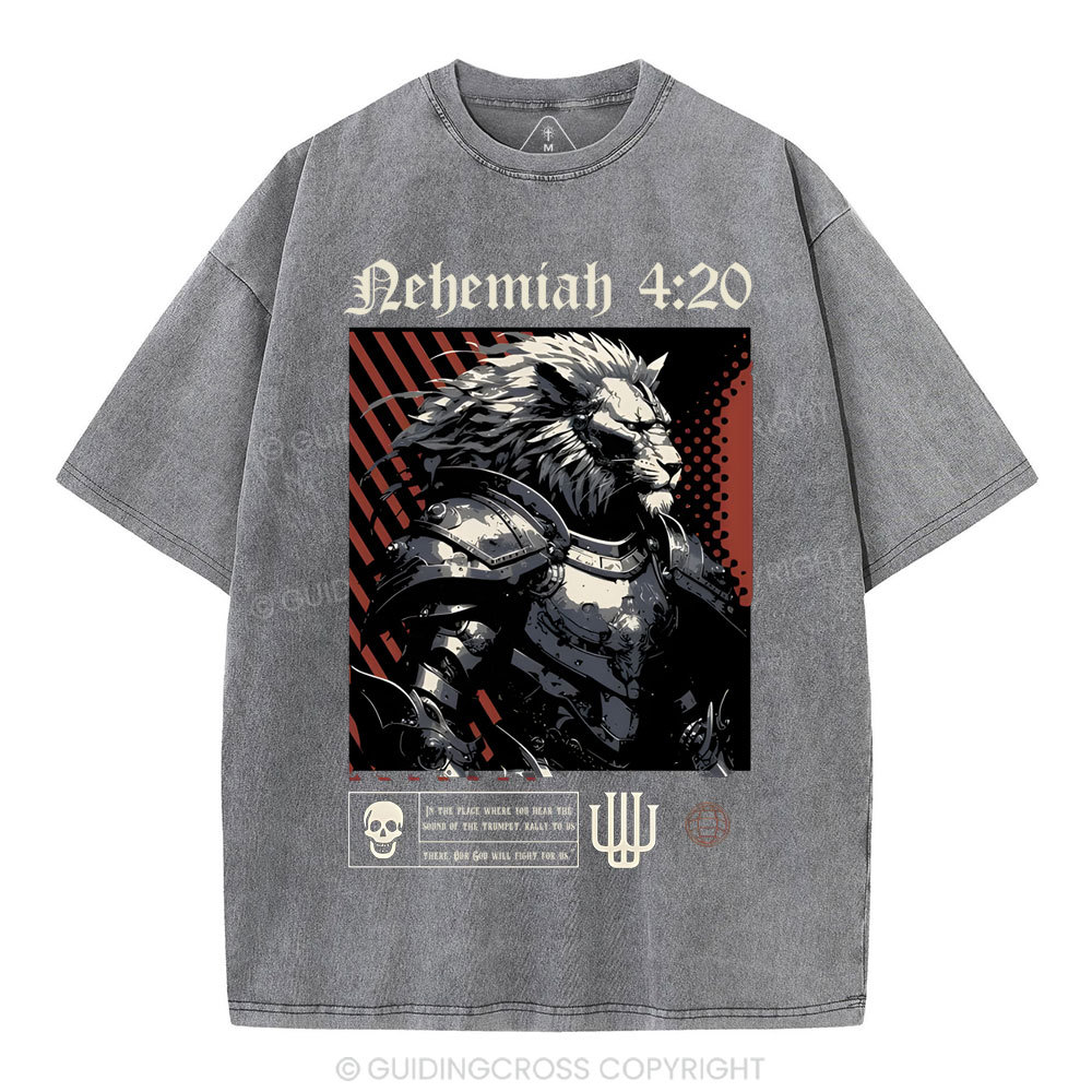 Our God Will Fight For Us Christian Washed T-Shirt