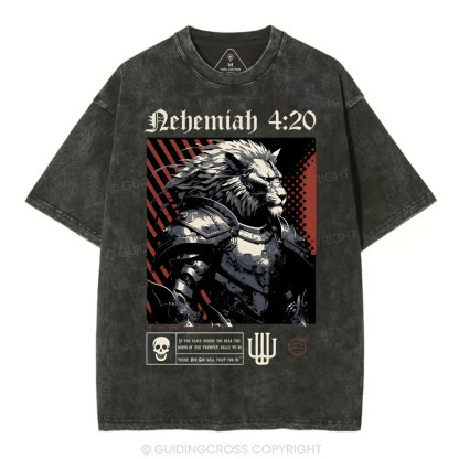 Our God Will Fight For Us Christian Washed T-Shirt