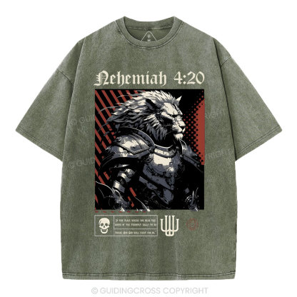Our God Will Fight For Us Christian Washed T-Shirt