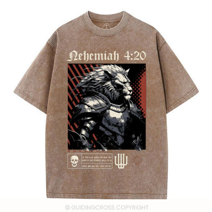 Our God Will Fight For Us Christian Washed T-Shirt