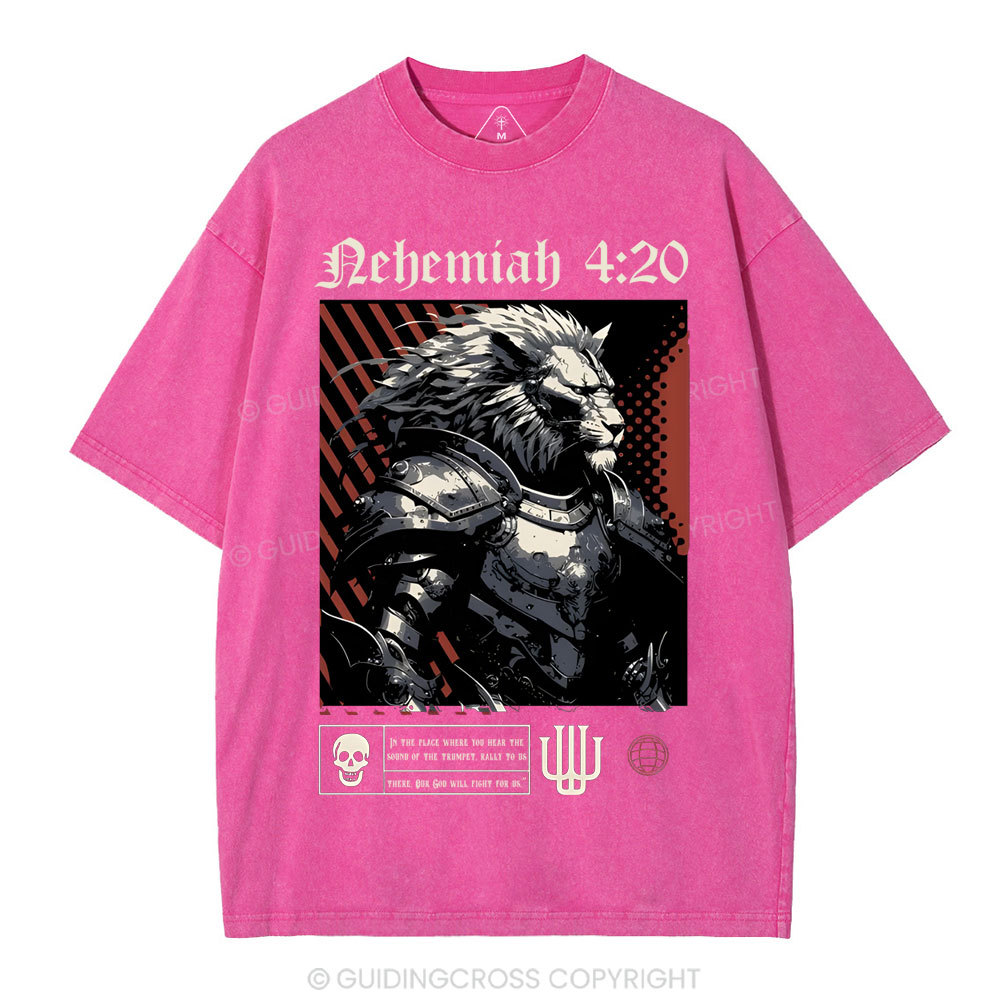 Our God Will Fight For Us Christian Washed T-Shirt