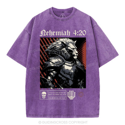 Our God Will Fight For Us Christian Washed T-Shirt
