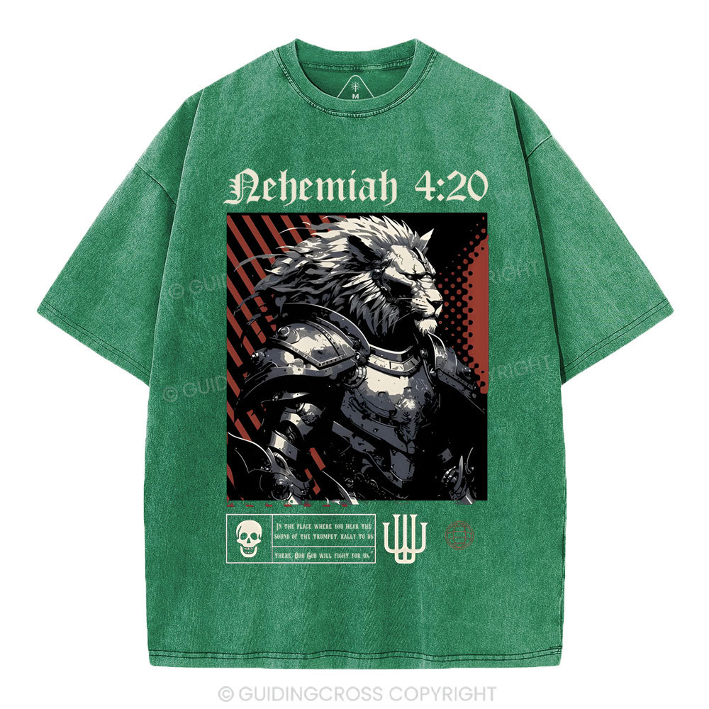 Our God Will Fight For Us Christian Washed T-Shirt