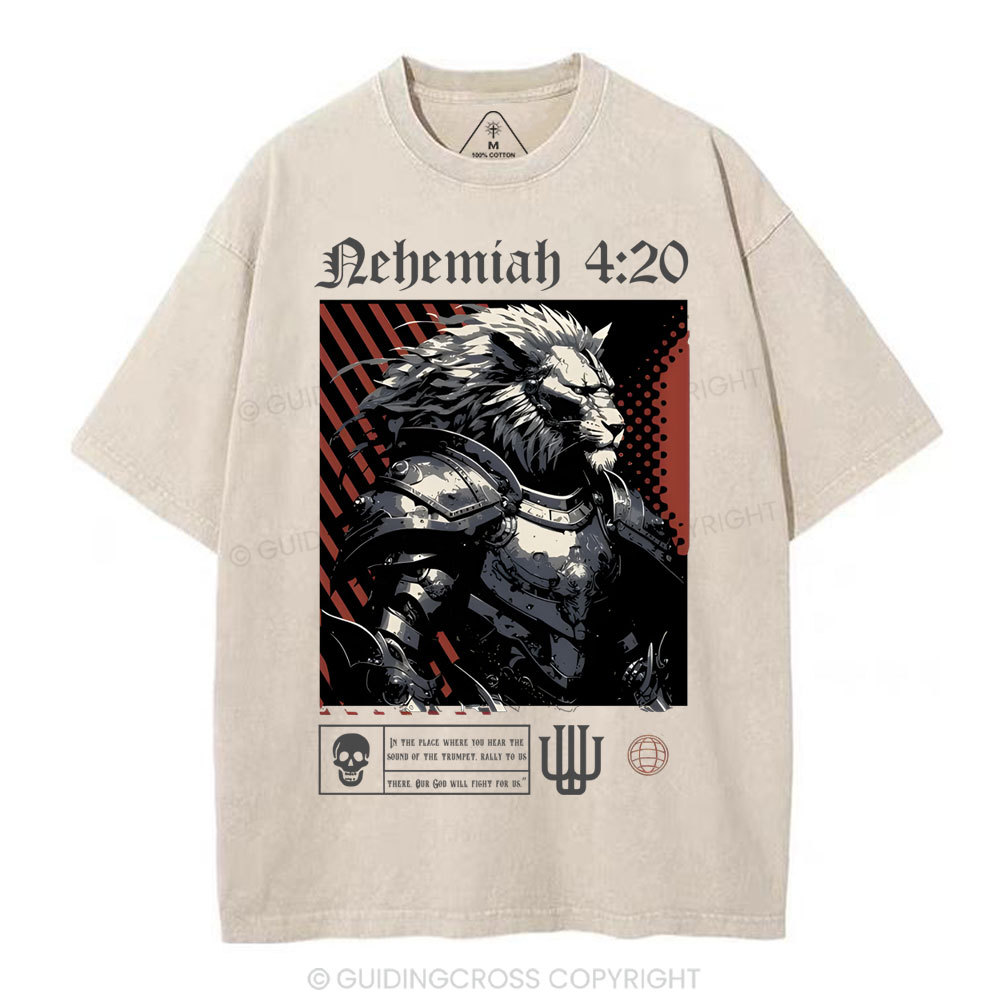 Our God Will Fight For Us Christian Washed T-Shirt